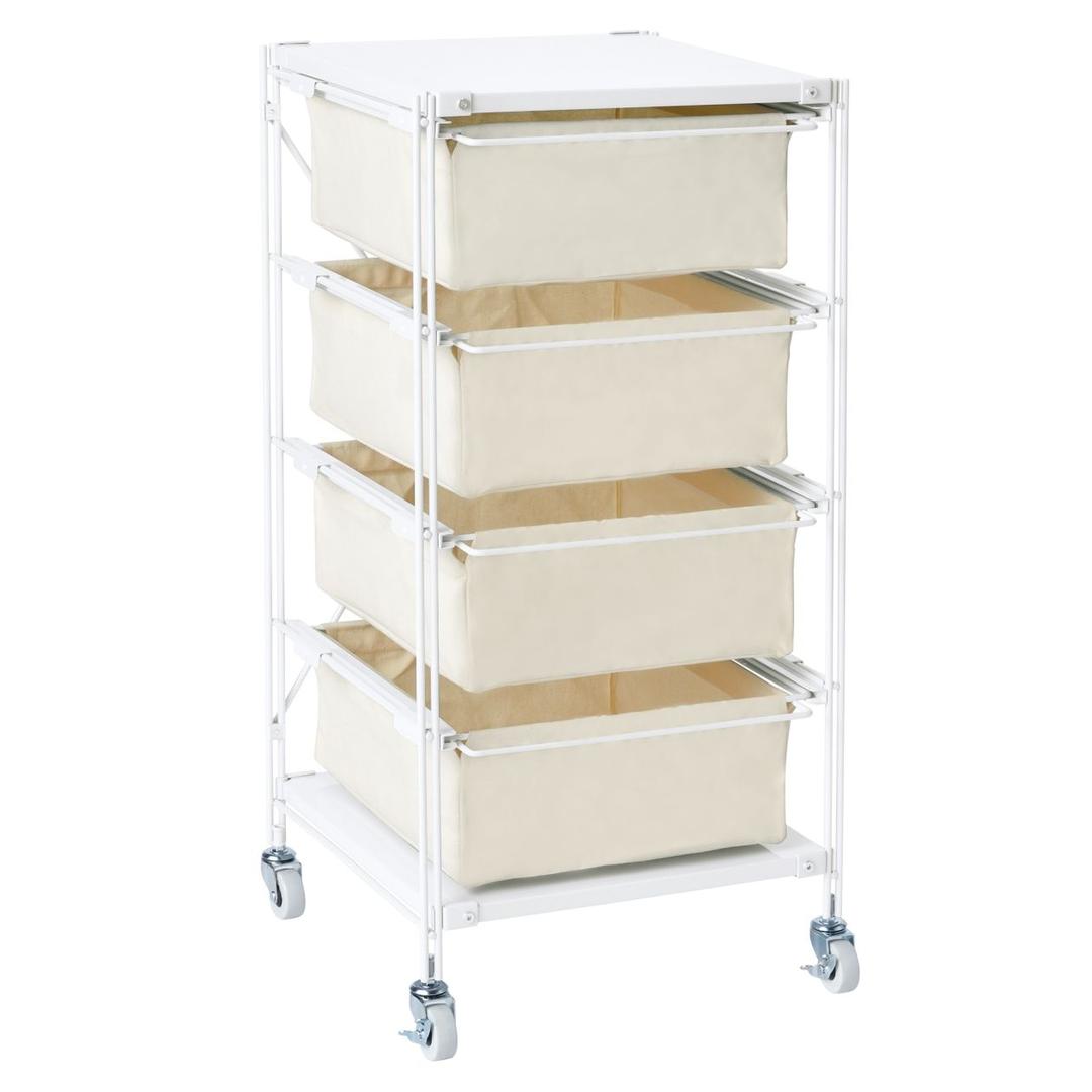 무인양품 일본 스틸 유닛선반 트롤리 이동 수납선반 4단세트 M