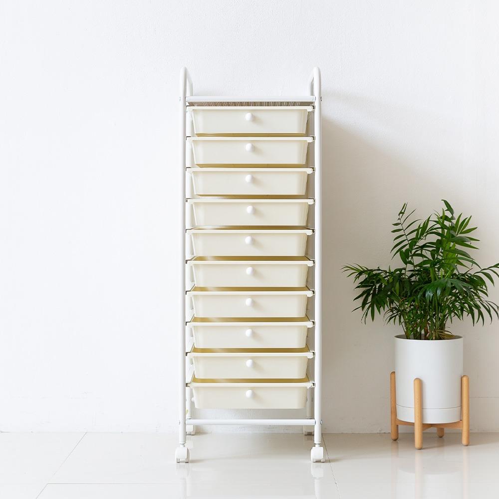 트롤리 이동식 10단 수납장 바퀴달린 선반