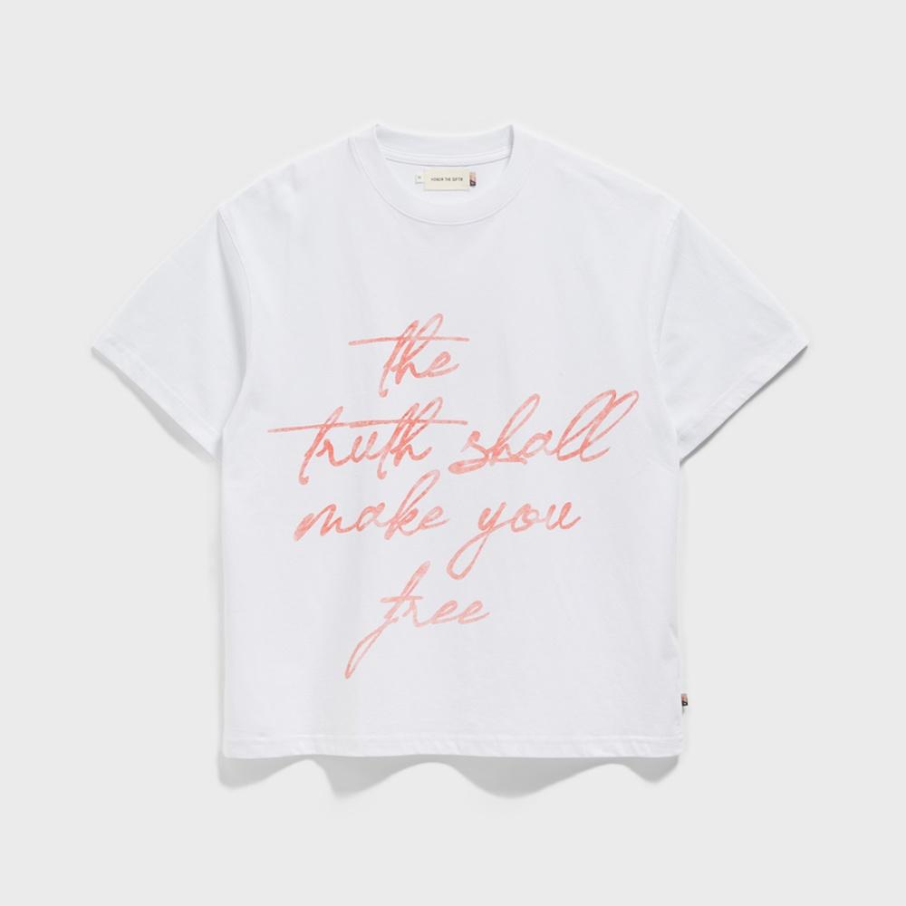 오너더기프트 TRUTH 티셔츠 - 화이트 (HTG230198)