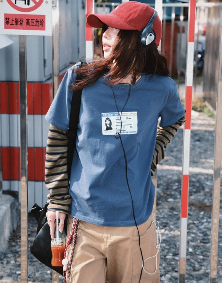 YOUNG STAGE Stripe Sleeve Layer T-Shirt