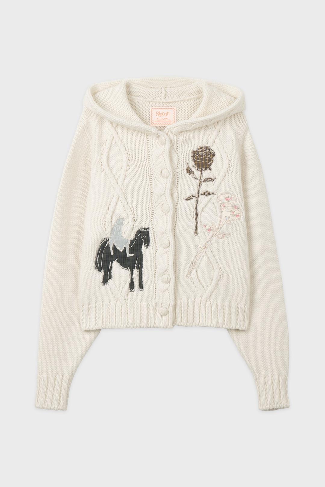 SN Patchwork Hoodie Cardigan (Ivory)