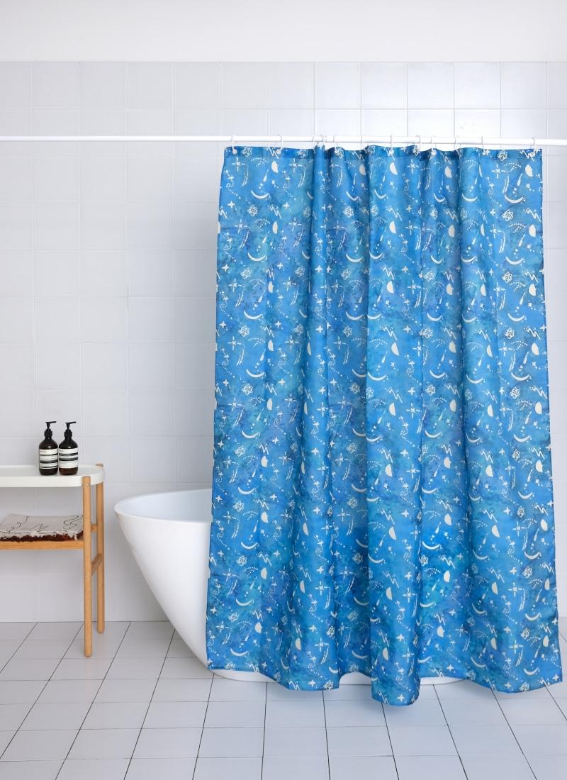 [Shower curtain] Moon Night - Galaxy Blue