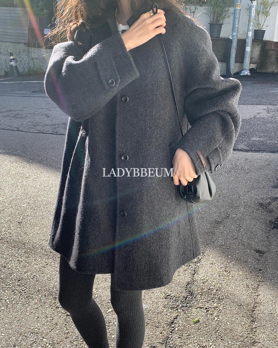 레이디쁨 25FW 앤유브라운 버터 핸드메이드 코트 야크 알파카 A라인 하프 CT