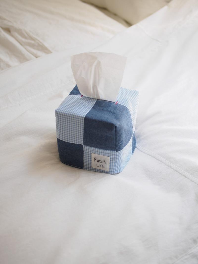 블루 패치워크 티슈 커버 | 2 size