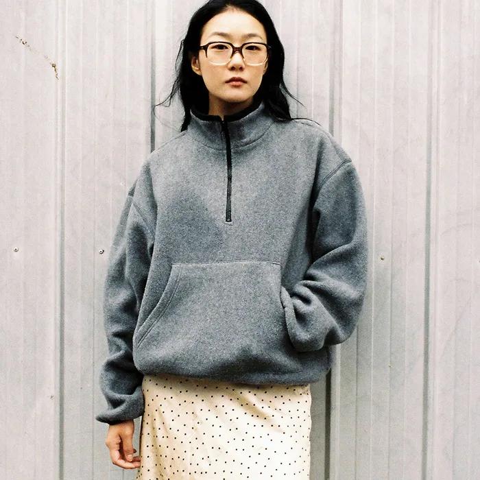 Moreover Fleece Half-Zip (Charcoal & Black)