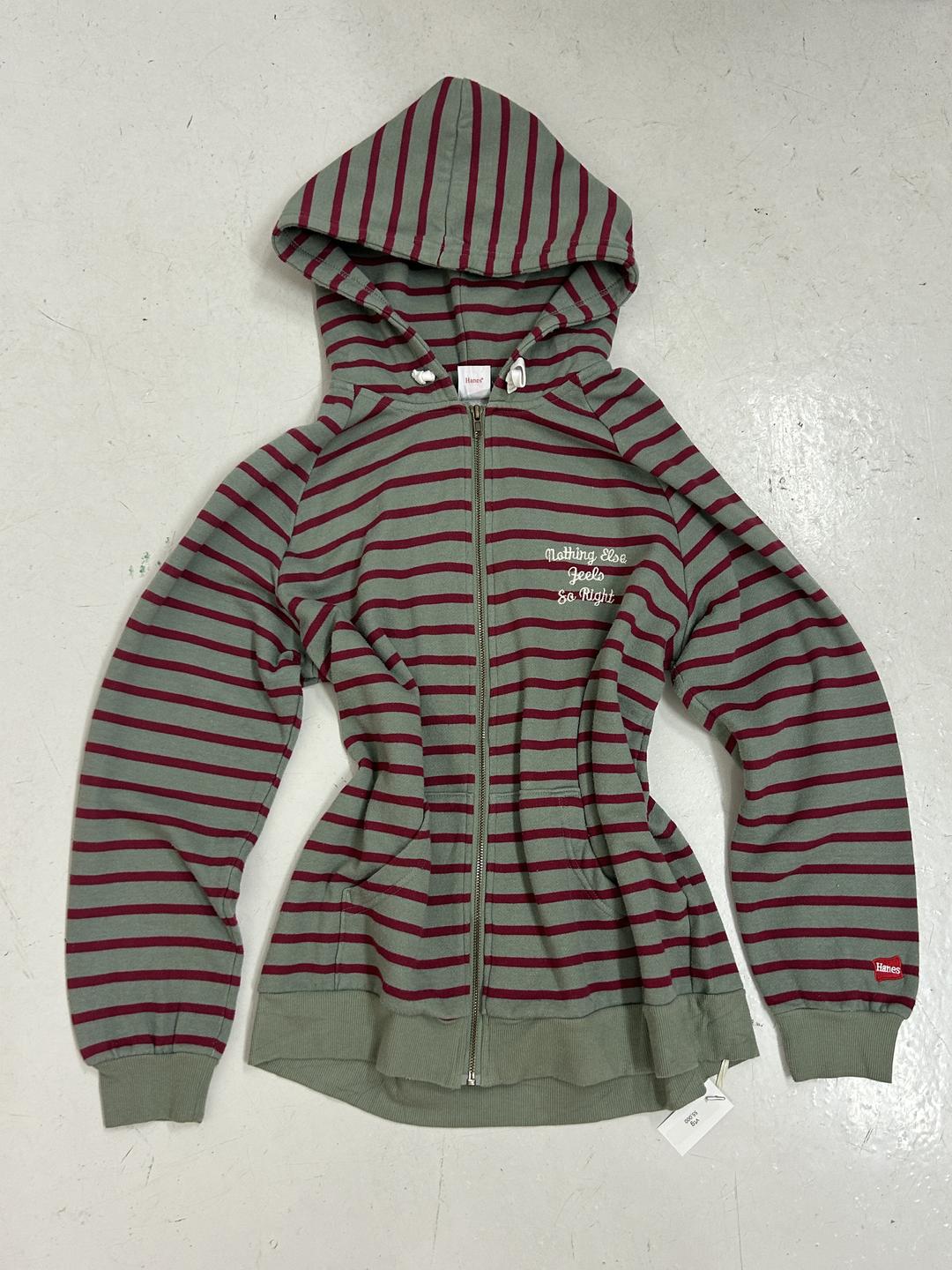 Striped Boyfit Hooded Zip-Up