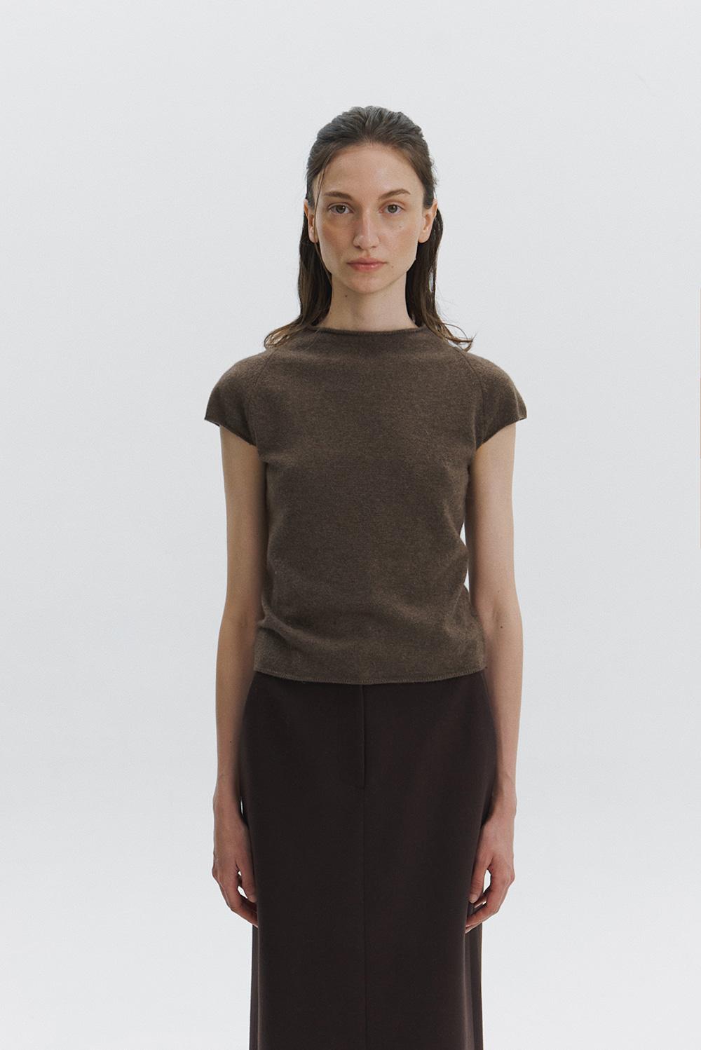 [2ND] Alpaca Mock Neck Top in Brown