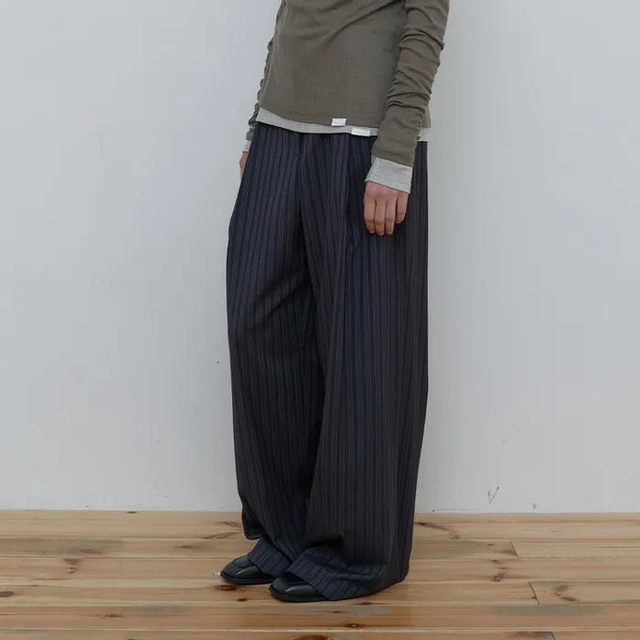 STRIPE WIDE PANTS_CHARCOAL/GREY