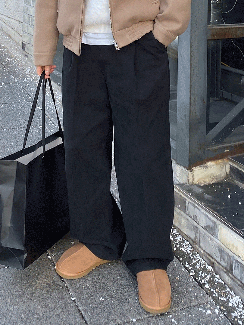 트윌 원턱 와이드팬츠