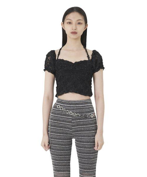 C LACE HALTER TOP_BLACK