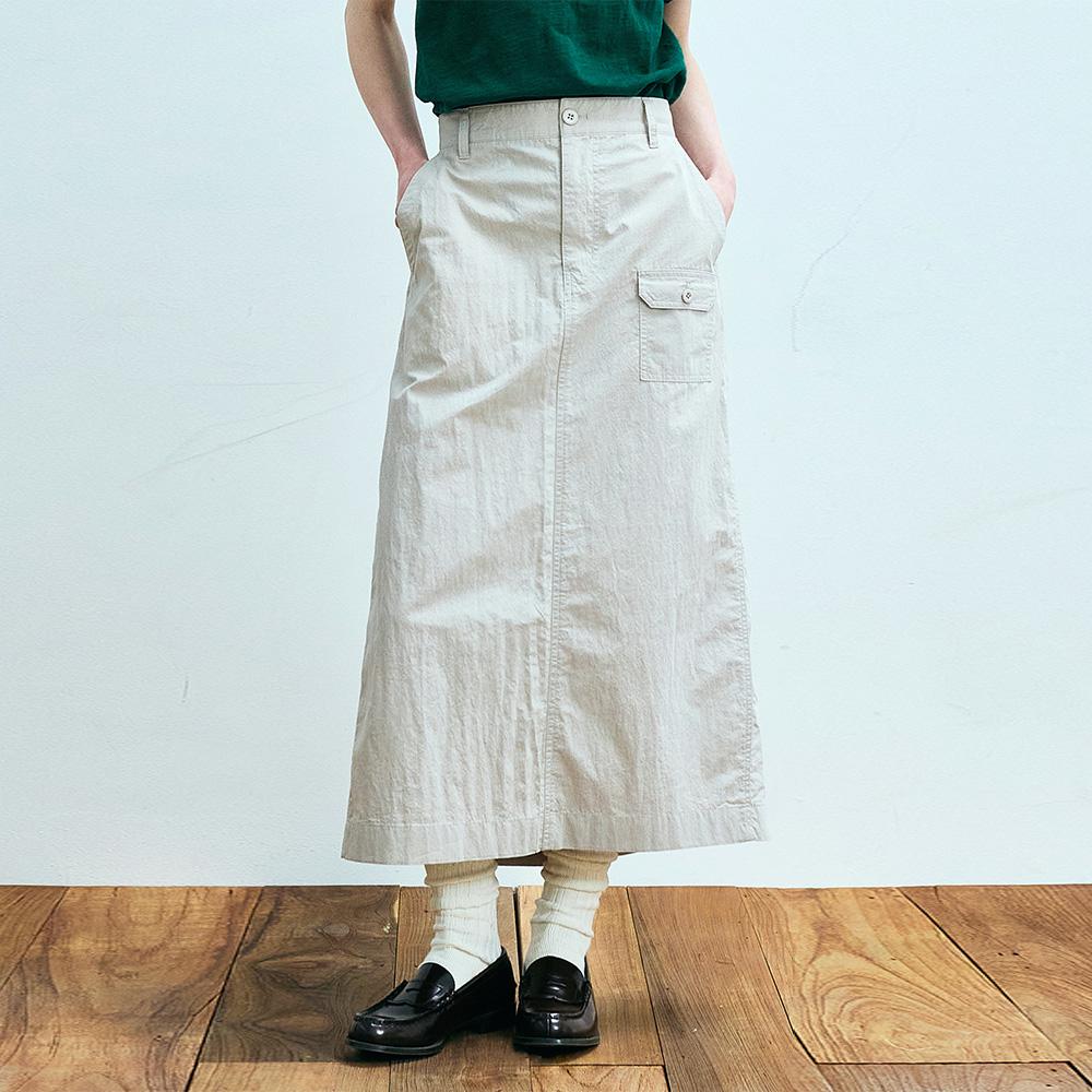 pocket long skirt(womens) light grey