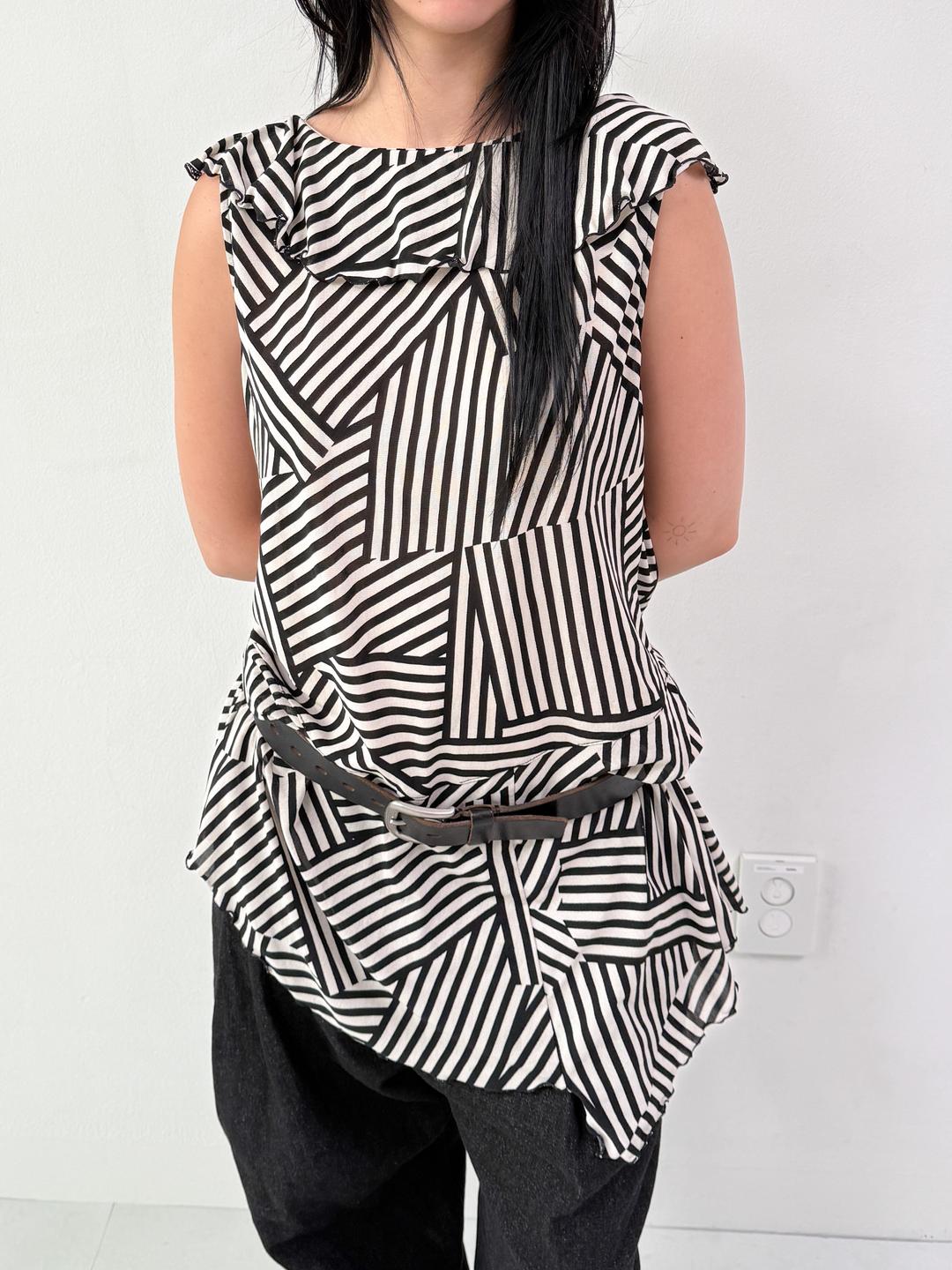 515. Ruffle stripe tunic dress