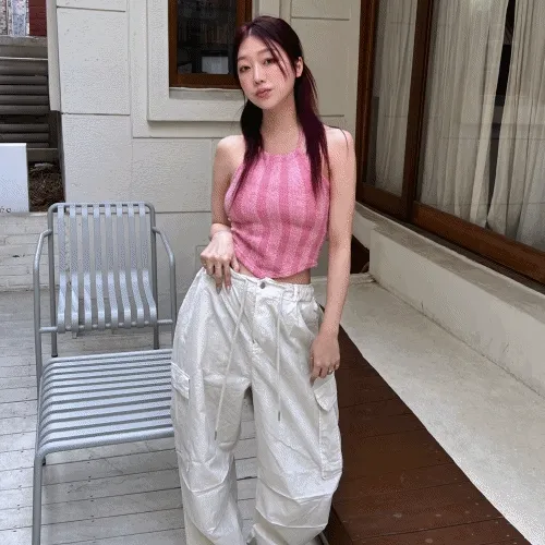 [유니크] 테리 니트탑 / 타올 홀터 러블리