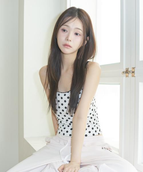 L22 DOT LACE TRIMMING SLEEVELESS(WHITE)