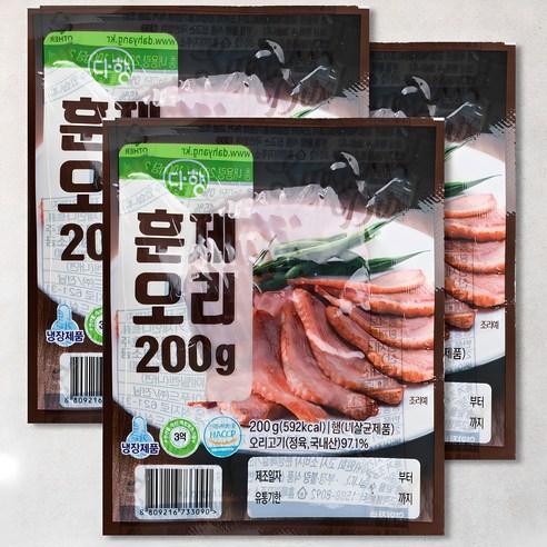 다향 훈제오리, 200g, 3팩 - 훈제오리 | 쿠팡