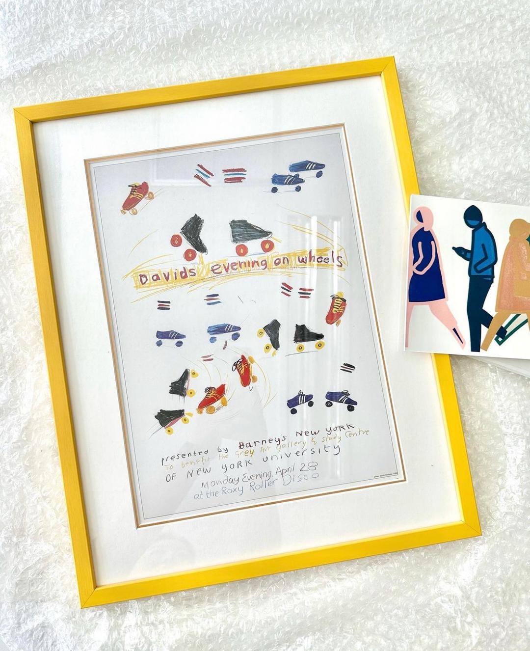 [Original Vintage]  데이비드 호크니 / David's Evening on Wheels 빈티지 아트 포스터 1987 (액자포함)