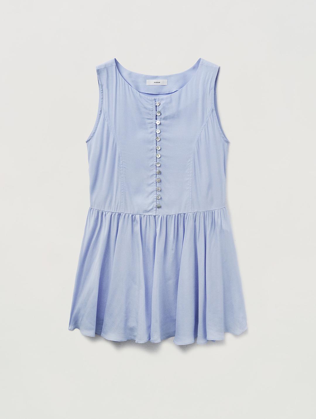 Frill button point layered blouse_sky blue