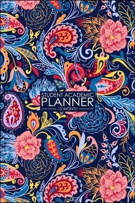 12 Month Student Academic Planner: Blue Paisley 12-Month Study Calendar Helps Elementary, High School and College Students Prioritize and Manage Homew - 예스24
