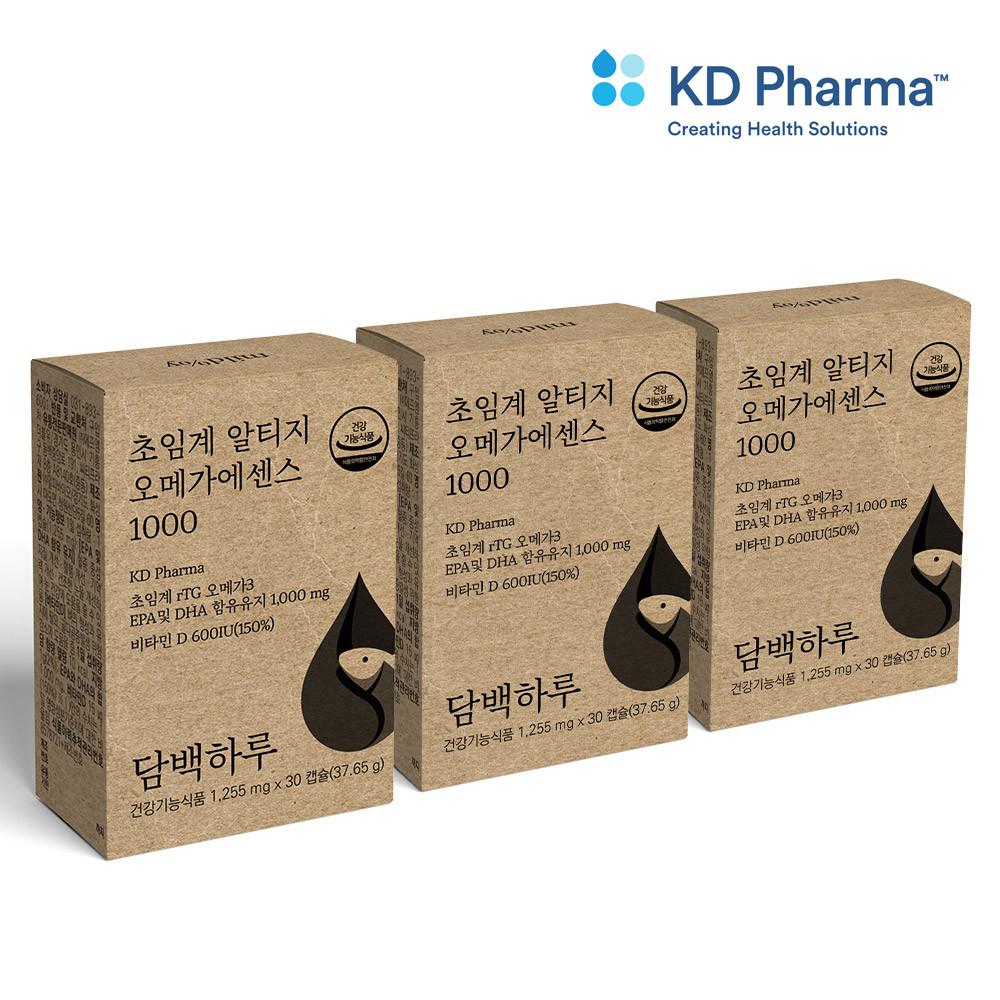 담백하루 초임계 알티지 오메가3 1000 90캡슐 3개월 3박스 비타민D600IU 에센스