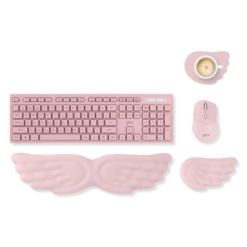 지클릭커 윙 코튼 팜레스트 키보드 쿠션 손목 받침대 인디 핑크