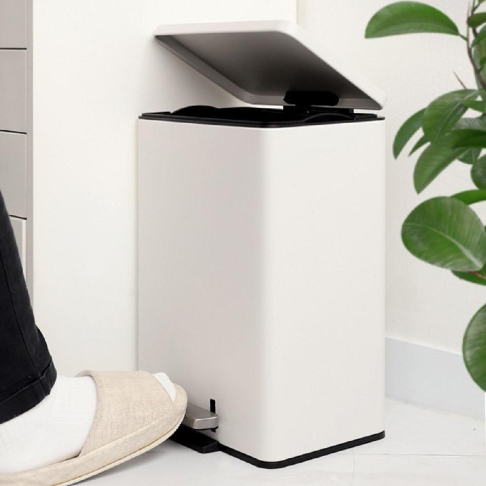 무소음 페달 휴지통 12L 냄새차단 원터치 사각 심플 사각 사무실 주방 화장실 쓰레기통