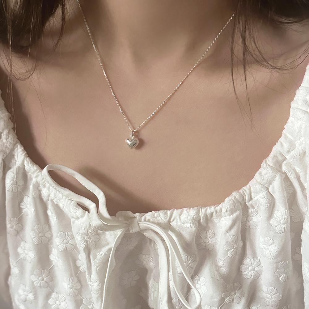 (실버 925) love day necklace 데일리 하트 펜던트 목걸이