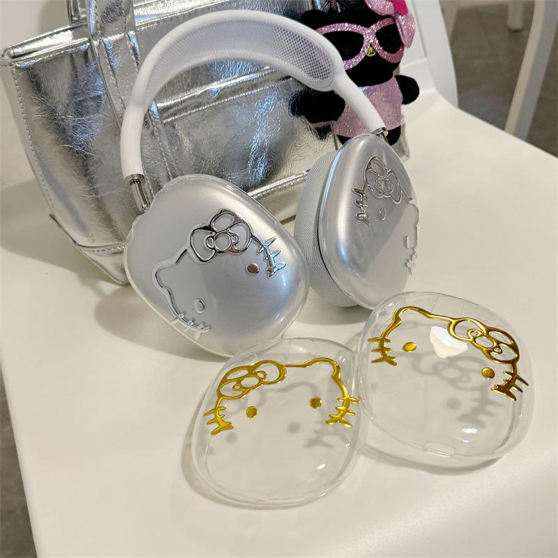 에끄랑 투명 클리어 리본 큐빅 키티 귀여운 고양이 에어팟맥스 케이스