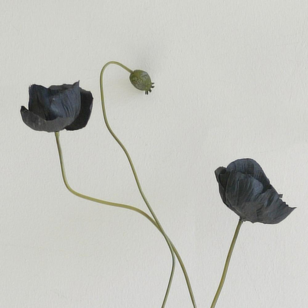 블랙 양귀비조화 검은꽃 실크플라워 인테리어