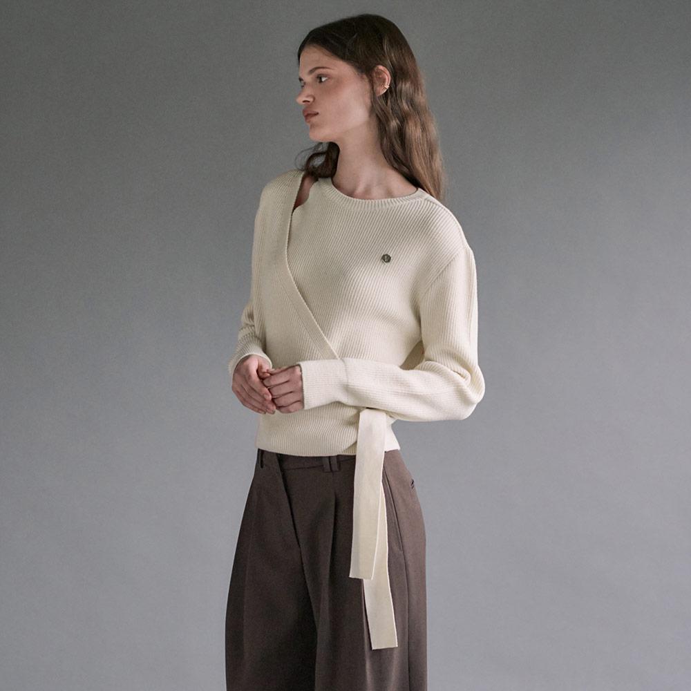 Cutout Ribbon Tie Pullover SK3WP428_2color