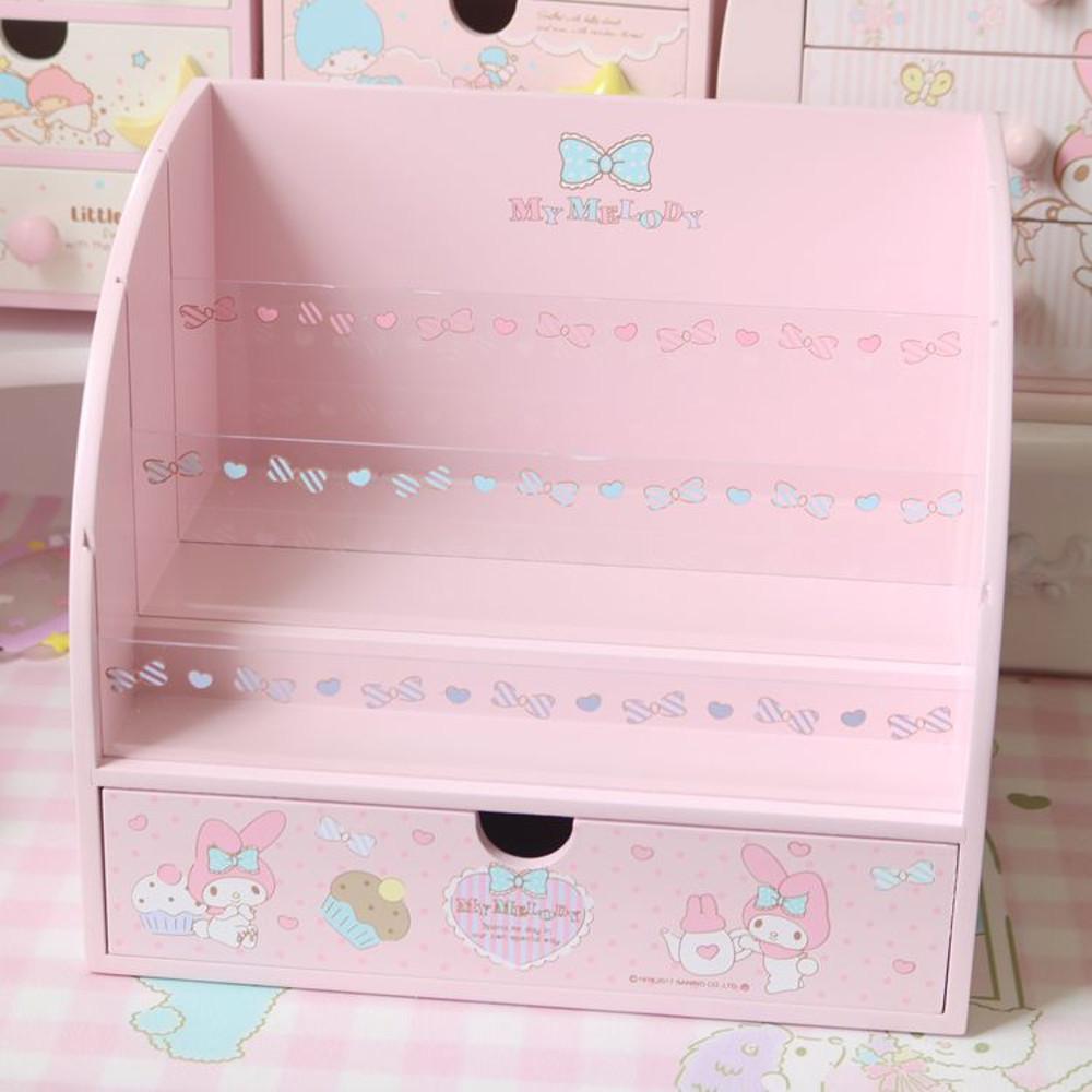 C791 마이멜로디 핑크 러블리 귀여운 테이블 화장품  수납함 정리함  정리대