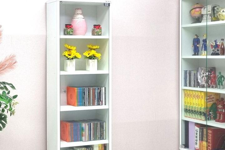 베스트1200 장식장 5단 dvd 진열장 유리문 수납장 틈새장 40cm