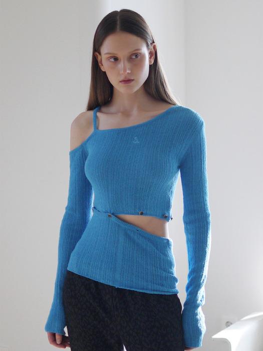 TWO WAY RIBBED OFF SHOULDER KNIT TOP V2 (MARINE BLUE)