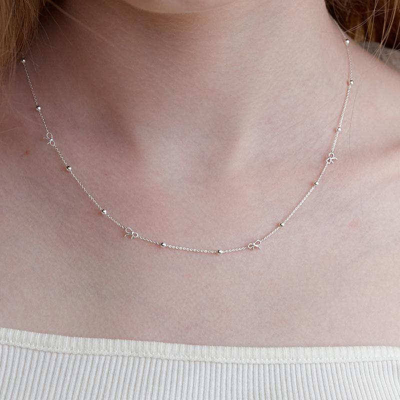 Ribbon Ball Chain Necklace