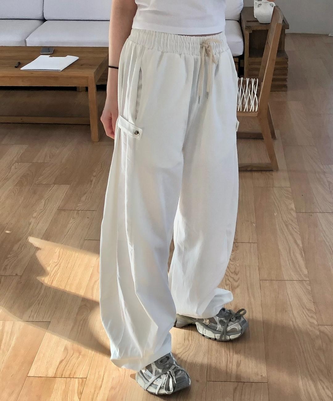 아르코이리스 Brody pants 브로디 코튼 팬츠 밴딩 면바지 스트링 스냅 비조 와이드핏