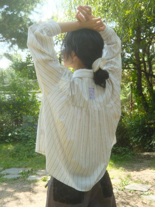 Stripe pleats shirt (light green)