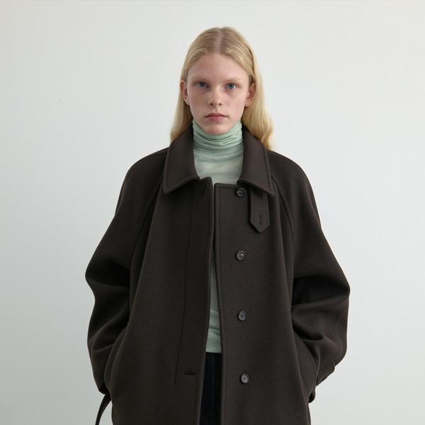 SOFT HALF RAGLAN COAT _ DEEP CHOCO BROWN
