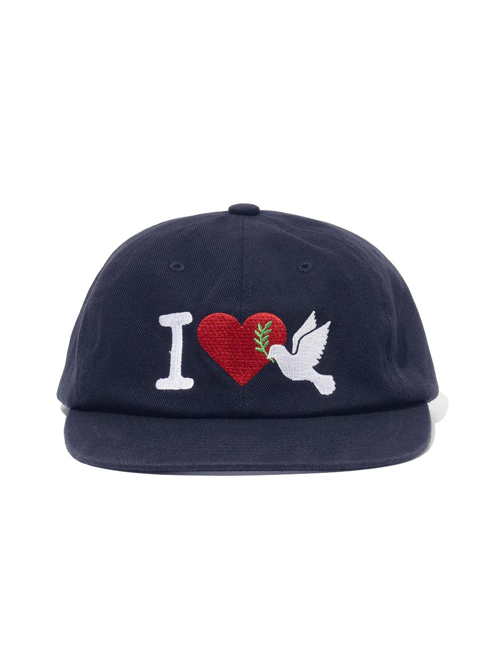 I Love Peace Washed Cap Dark Navy