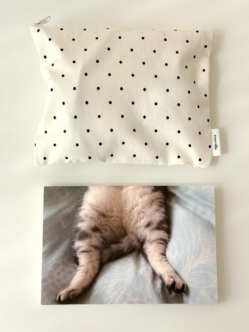 사각파우치  Medium 아이보리 도트