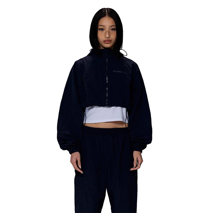 C NYLON CROP HOOD JUMPER_DARK NAVY