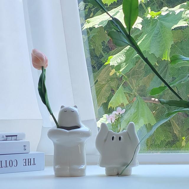 사이로이 고양이 도자기 화병