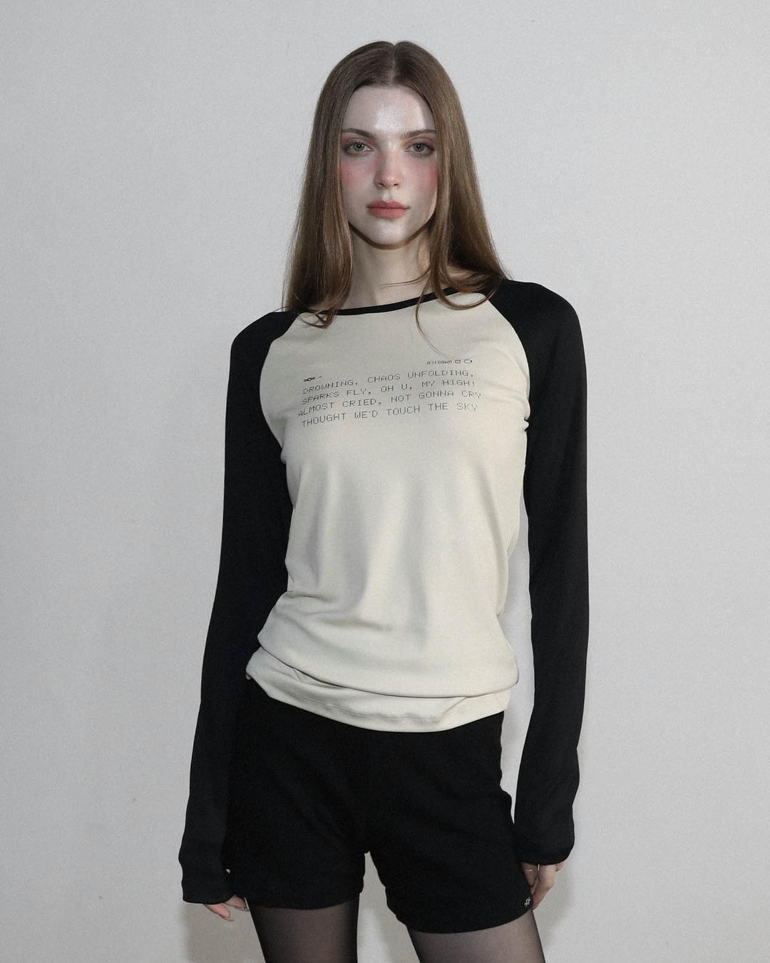 Drowning Loose Fit Raglan Long Sleeve Beige