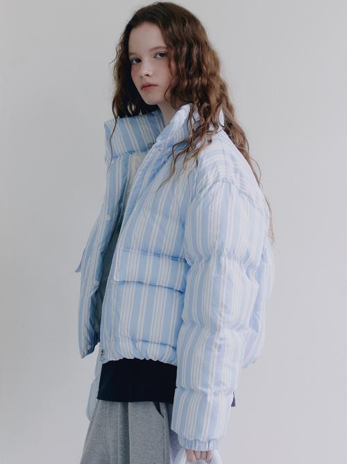 푸퍼 패딩 자켓 - 스트라이프블루