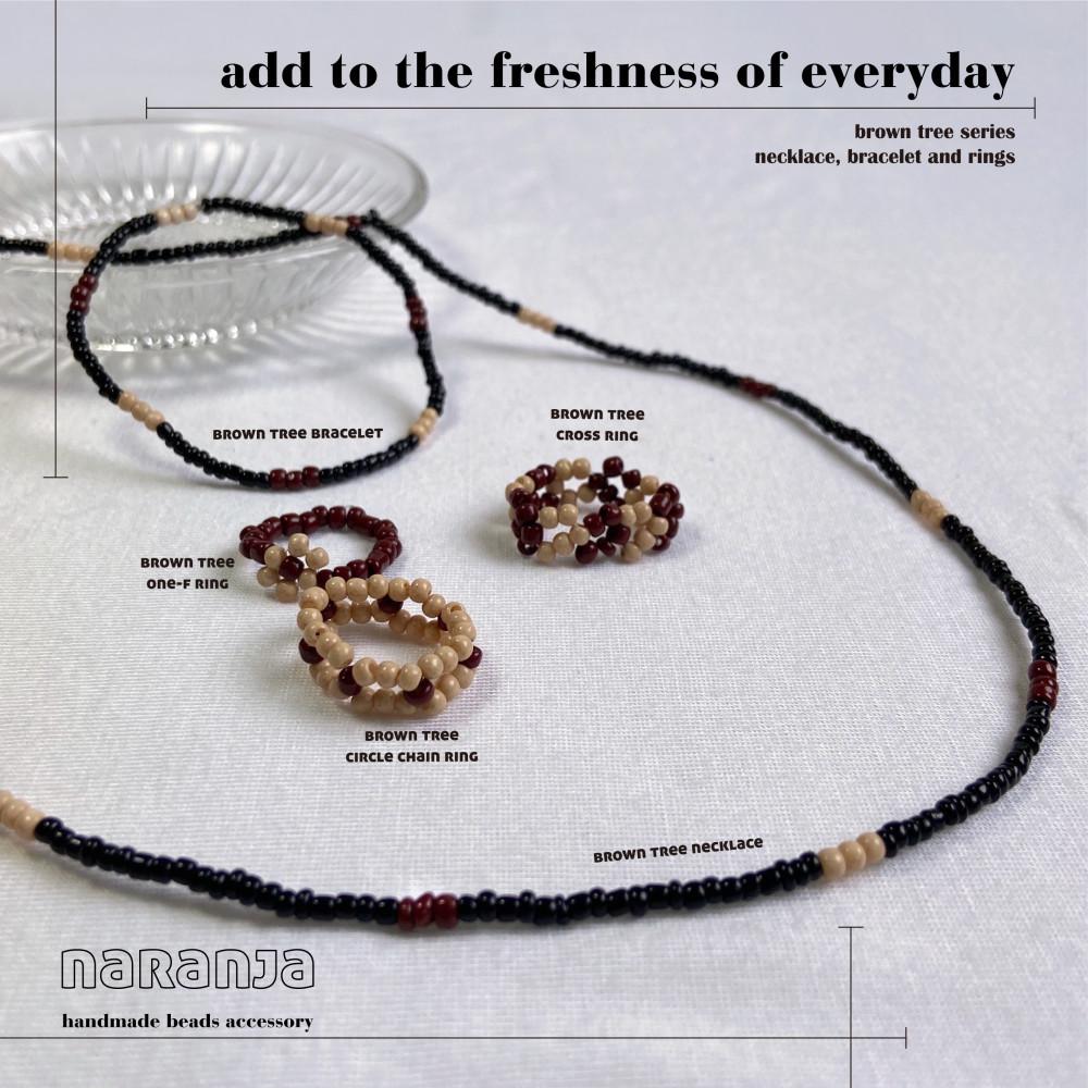 [나랑하] 브라운트리 비즈목걸이 brown tree beads necklace