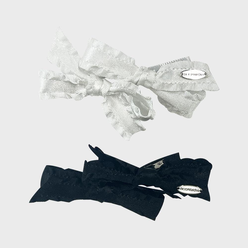 deep rose two ribbon hair pin