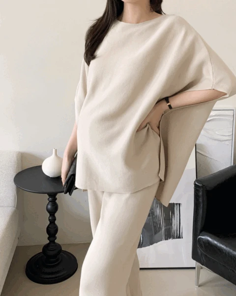 임부복*헤븐 가오리 케이프 니트투피스 세트