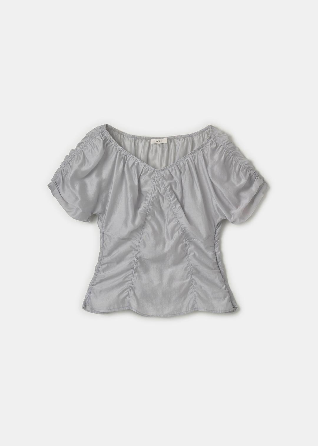 [3차 7/11 예약배송] Silky Shirring Blouse(Light Grey)