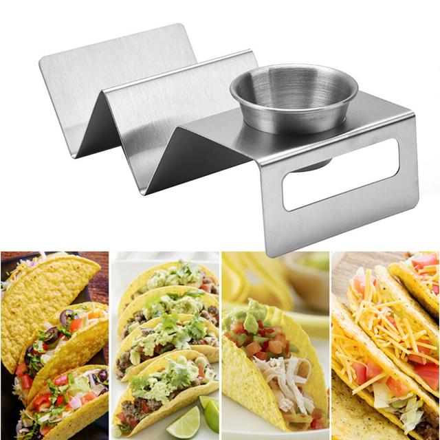 스테인레스 스틸 레스토랑 주방 도구 스탠드 식기 세척기 안전 Burrito Tortilla 내구성 팬케이크 타코 홀더 소스 컵
