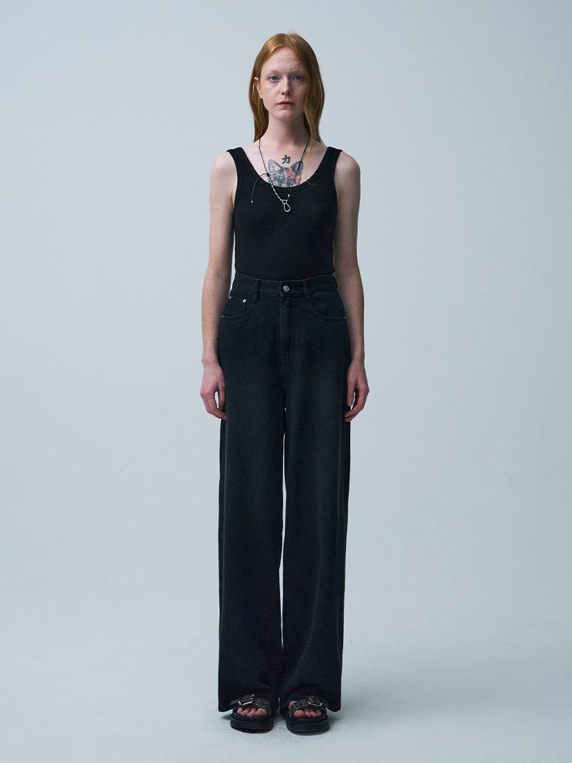 소프트 와이드 데님 팬츠_블랙
