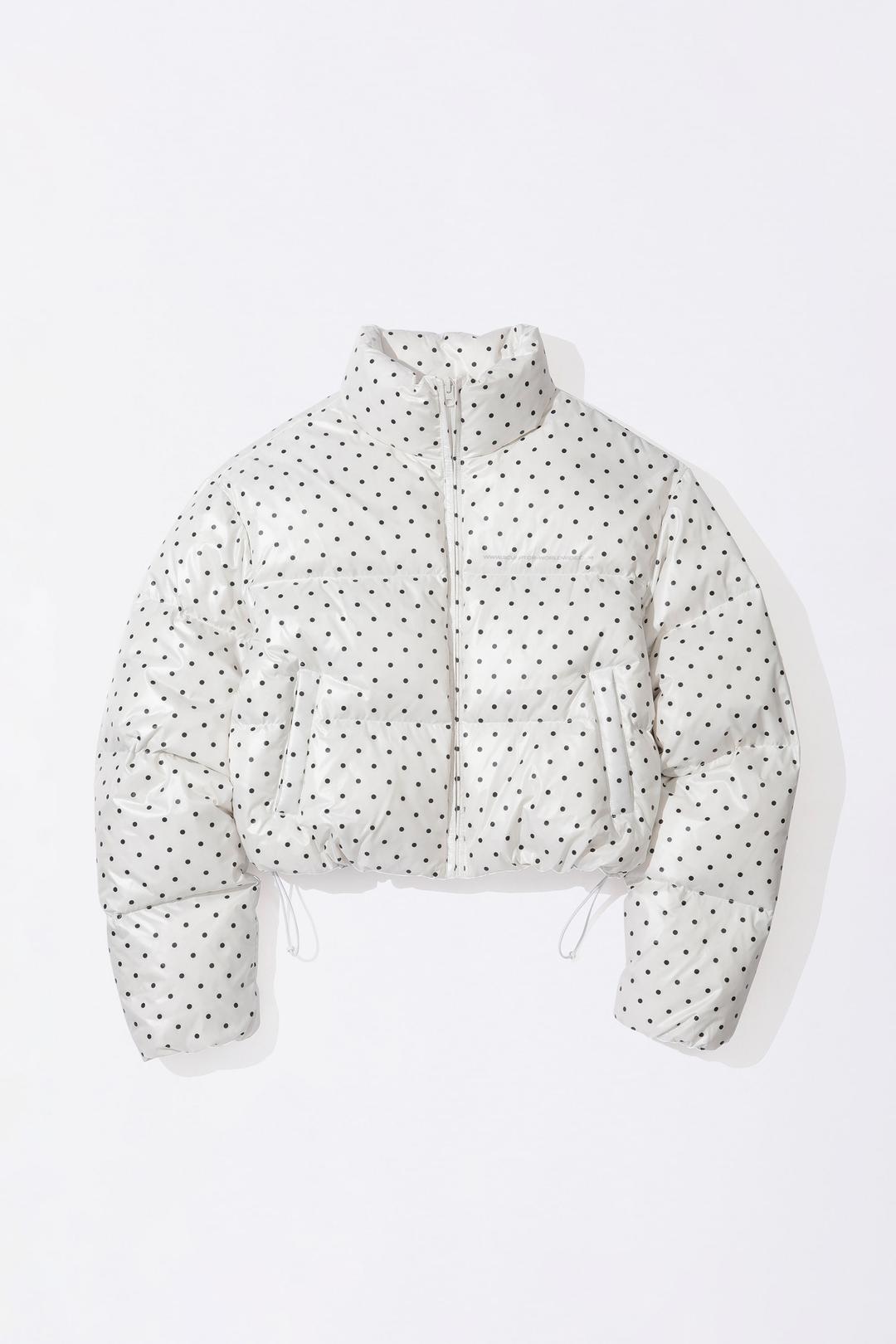 Polka Cropped Puffer Down Ivory