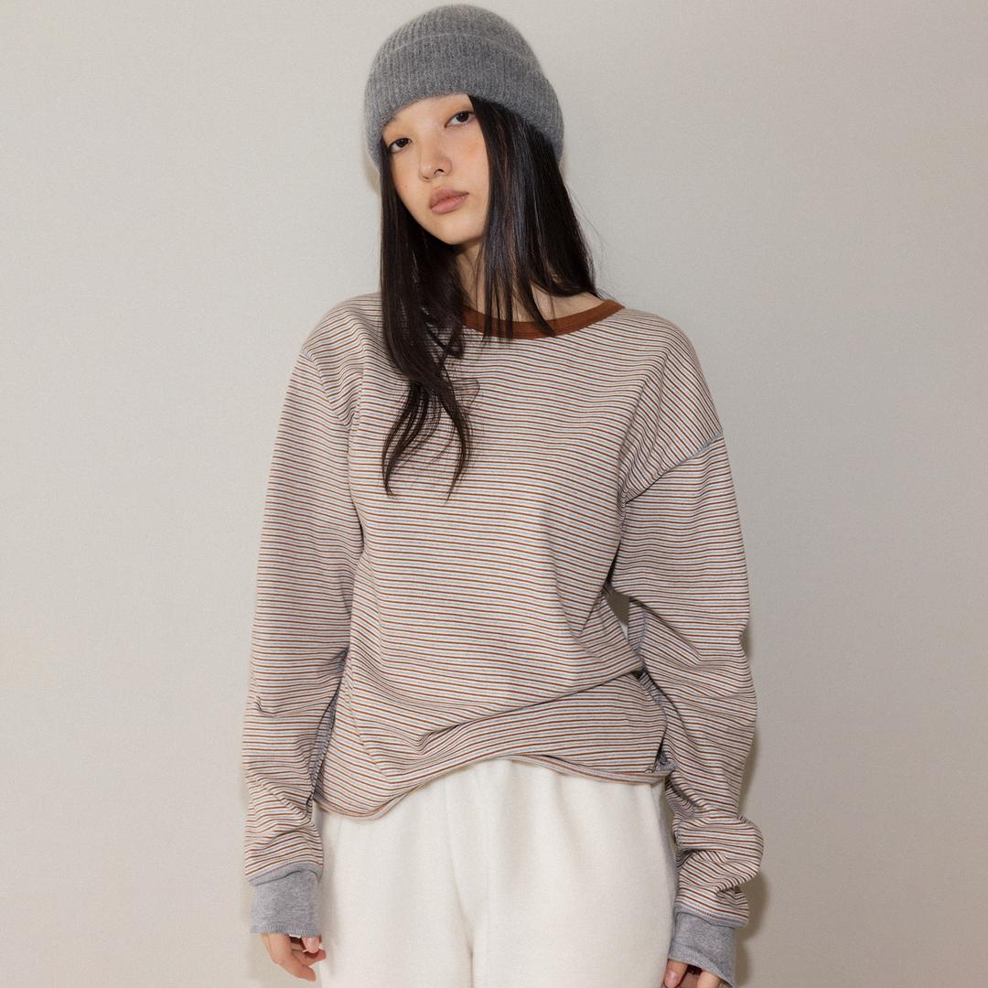 Stripe loose long sleeve (brown)